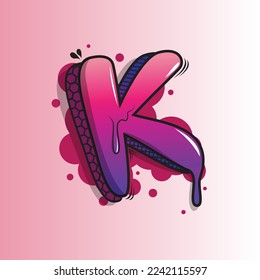 Grafiti Letra K ilustración vectorial premium