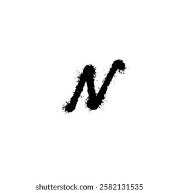 Graffiti letter N, modern logo concept, rough spray paint handdrawn letter mark for freshes branding, street art, trendy startups, youthful businesses, game apps. Vector illustration