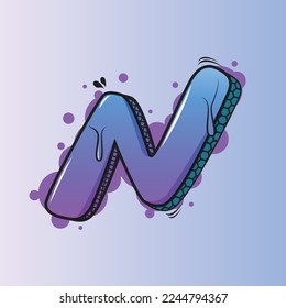 Letra graffiti N ilustración vectorial premium