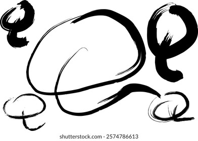 graffiti letter Q font set, handwritten letter Q in thick black watercolor acrylic ink, Q logo