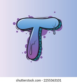Graffiti letter T premium vector illustration