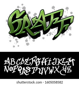 Graffiti lettering capital alphabet. Isolated on black background. Vector eps 10