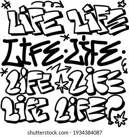 graffiti lettering composition word life