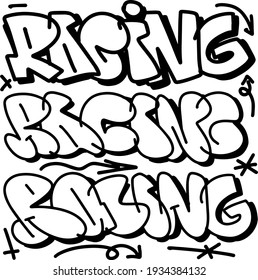 graffiti lettering composition word racing