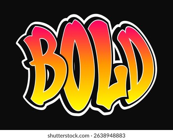 Graffiti lettering spelling bold with yellow pink gradient colors against dark backdrop, street art typography style