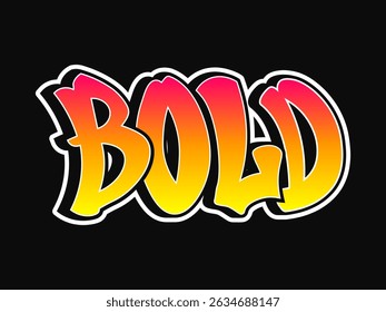 Graffiti lettering spelling the word Bold in vibrant yellow and pink gradient colors on a black background