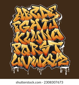 Graffiti letters alphabet. Vector illustration