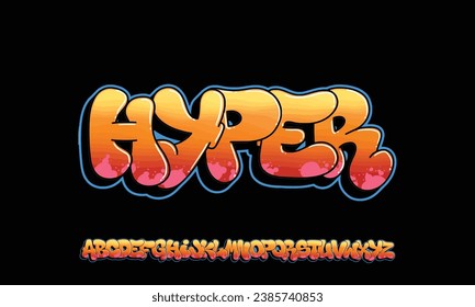 Graffiti letters alphabet. Vector illustration