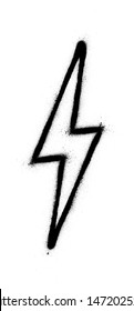 graffiti lightning symbol sprayed in skinny line black over white