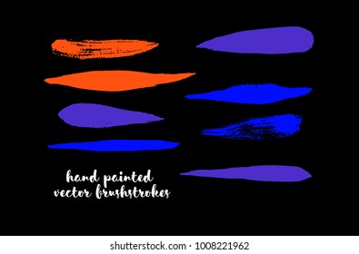 Graffiti Lines. Hand Painted Blue Buttons, Colorful Highlights. Vector Brushstrokes or Banners. Textured Doodles or Smears. Background Turquoise Swatch Collection. Vintage Logo Scribble Paint Elements