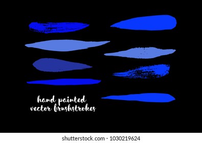 Graffiti Lines. Hand Painted Blue Buttons, Turquoise Highlights.
