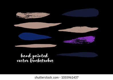 Graffiti Lines. Hand Painted Blue Buttons, Colorful Highlights. Vector Brushstrokes or Banners. Textured Doodles or Smears. Background Turquoise Swatch Collection. Vintage Logo Scribble Paint Elements