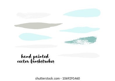 Graffiti Lines. Hand Painted Blue Buttons, Cool Denim Highlights. Vector Brushstrokes, Banners. Textured Doodles or Smears. Background Turquoise Swatch Collection. Vintage Logo Scribble Paint Elements