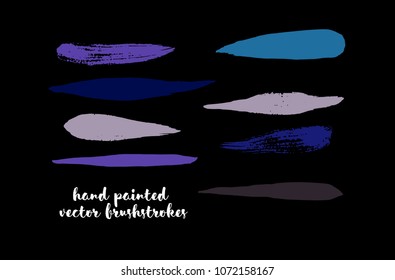 Graffiti Lines. Hand Painted Blue Buttons, Turquoise Highlights. Vector Brushstrokes or Banners. Textured Doodles or Smears. Background Turquoise Swatch Collection. Vintage Logo Scribble Paint Element