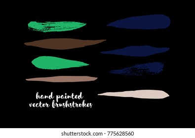 Graffiti Lines. Hand Painted Blue Buttons, Colorful Highlights. Vector Brushstrokes or Banners. Textured Doodles or Smears. Background Turquoise Swatch Collection. Vintage Logo Scribble Paint Elements
