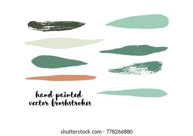 Graffiti Lines. Hand Painted Blue Buttons, Turquoise Highlights. Vector Brushstrokes or Banners. Textured Doodles or Smears. Background Turquoise Swatch Collection. Vintage Logo Scribble Paint Element