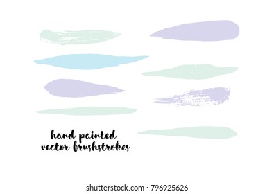Graffiti Lines. Hand Painted Blue Buttons, Turquoise Highlights. Vector Brushstrokes or Banners. Textured Doodles or Smears. Background Turquoise Swatch Collection. Vintage Logo Scribble Paint Element