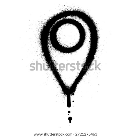 Graffiti Location Pin Icon with Black Spray Paint Drips