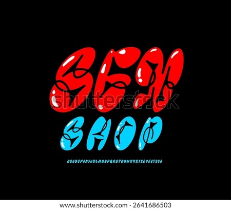 Graffiti long font, comic alphabet in the street art style, funky narrow letters and numbers, vector illustration 10EPS