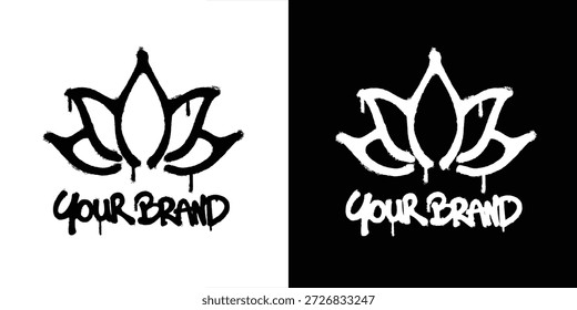 Graffiti Lotus flower logo vector design