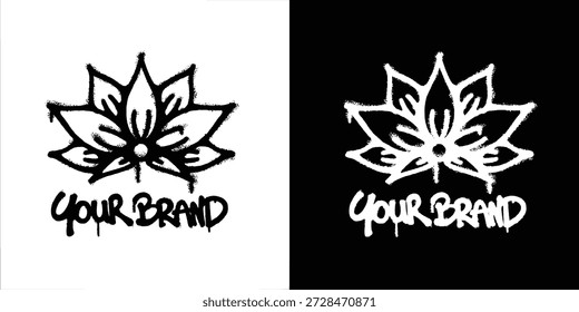 Graffiti Lotus Flower logo diseño de Vector