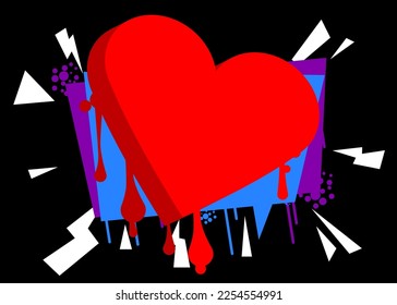 Graffiti Love Background with Hearts. Abstract modern Valentine's Day street art decoration performed in urban painting style.