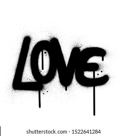 graffiti love word sprayed in black over white