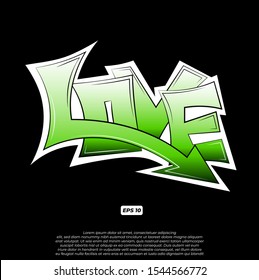 Graffiti Love word vector illustration can be used for stickers, Printing on T Shirt or Clothes