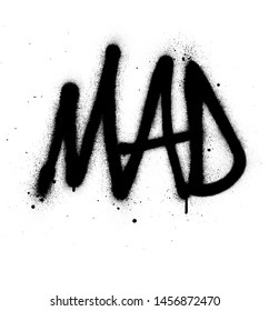 graffiti mad word sprayed in black over white