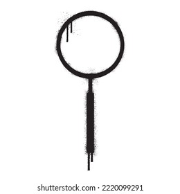 Graffiti magnifying glass with black spray paint