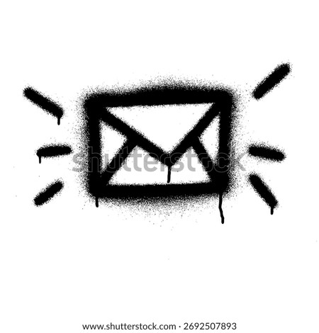 Graffiti Mail Envelope Stencil Icon with Spray Paint Effect