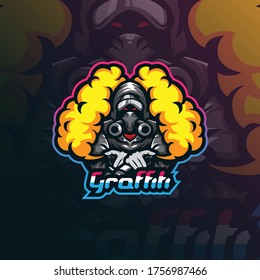 vector de diseño del logotipo de mascota de graffiti con el concepto de ilustración moderna para impresión de insignias, emblemas y camisetas. ilustración de acción del graffiti.