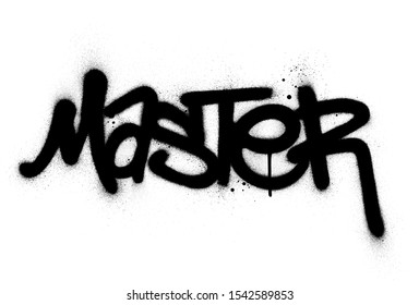 graffiti master word sprayed in black over white