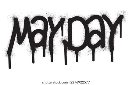 Graffiti mayday text with black spray paint