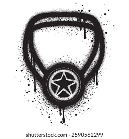Graffiti medal award necklace with black spray paint.vector illustration.