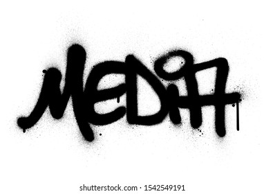 graffiti media word sprayed in black over white