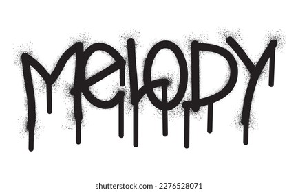graffiti melody text with black spray paint