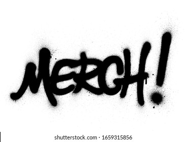 graffiti merch word sprayed in black over white