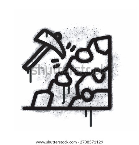 Graffiti mine icon with spray can isolated on white background. Graffiti mine icon with spray can black on white.
