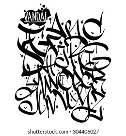 Graffiti modern art print, fine letters in square composition