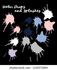 Graffiti Modern Vector Watercolor Brushstrokes. Doodles, Buttons, Stains, Splashes, Scribble Hand Painted Vector Set. Bright Drawn Uneven Funky Paintbrush Logo Elements. Rough Painted Spot Swatches