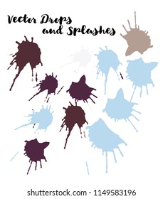 Graffiti Modern Vector Watercolor Brushstrokes. Stains, Splashes, Doodles, Buttons, Scribble Hand Painted Vector Set. Bright Shapes Uneven Funky Paintbrush Logo Elements. Rough Painted Chart Swatches