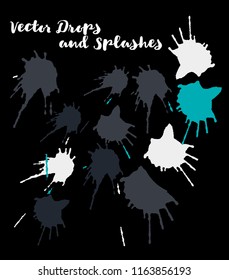 Graffiti Modern Vector Watercolor Brushstrokes. Buttons, Splashes, Doodles, Stains, Scribble Hand Painted Vector Set. Bright Shapes Uneven Funky Paintbrush Logo Elements. Rough Painted Spot Swatches