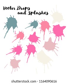 Graffiti Modern Vector Watercolor Brushstrokes. Buttons, Splashes, Doodles, Stains, Scribble Hand Painted Vector Set. Bright Shapes Uneven Funky Paintbrush Logo Elements. Rough Highlight Swatches