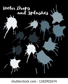 Graffiti Modern Vector Watercolor Brushstrokes. Stains, Splashes, Doodles, Buttons, Scribble Hand Painted Vector Set. Bright Shapes Uneven Funky Paintbrush Logo Elements. Rough Painted Smear Swatches
