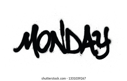 graffiti monday word sprayed in black over white