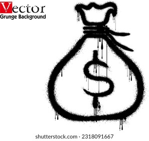 graffiti money bag icon,  vector money bag icon illustration, Spray Painted Graffiti Money Bag icon Sprayed isolated with a white background.