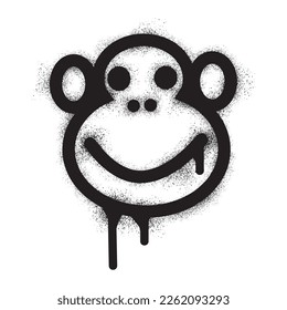 Graffiti monkey icon  with black spray paint