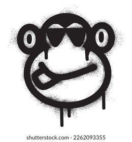 Graffiti monkey icon  with black spray paint