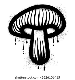 Graffiti mushroom with spray paint isolated on white background